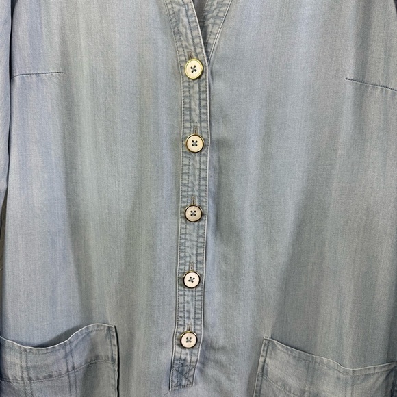 Soft surroundings v-neck size xsmall long‎ sleeve chambray Button-Up Tunic top - Picture 7 of 11